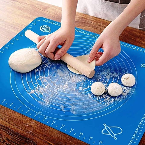 Silicon Roti mat Baking Mat Chapati Atta Kneading Mat Non-Stick Fondant Rolling Mat Stretchable for Kitchen Roti Chapati Cake Blue Color(50 * 40 cm)