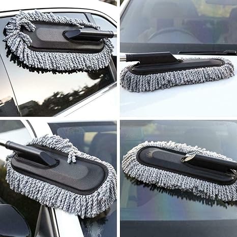 Microfiber Car Cleaning Duster with Long Handle Car Wash Brush Wet & Dry Car Duster, Car Cleaning Brush with Expandable Handle Multipurpose Dusting Brush, Car Accessories Interior