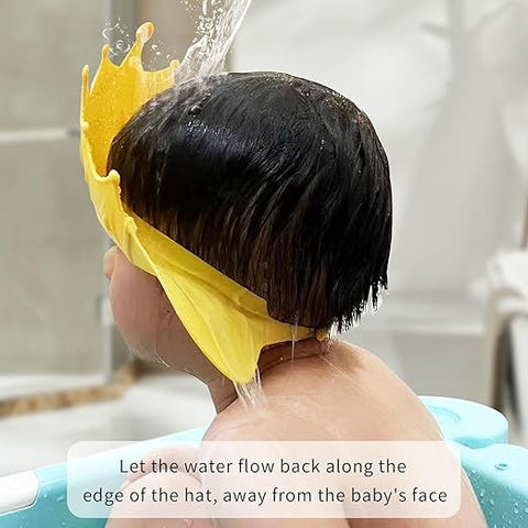 Baby bath Shower Cap,Bath Visor hat for Eye and Ear wash Protection,Adjustable Silicone Bathing Crown Waterproof Shampoo hat for Washing Hair, Shower Bathing Protection Bath Cap for Toddler, Baby, Kids, Children