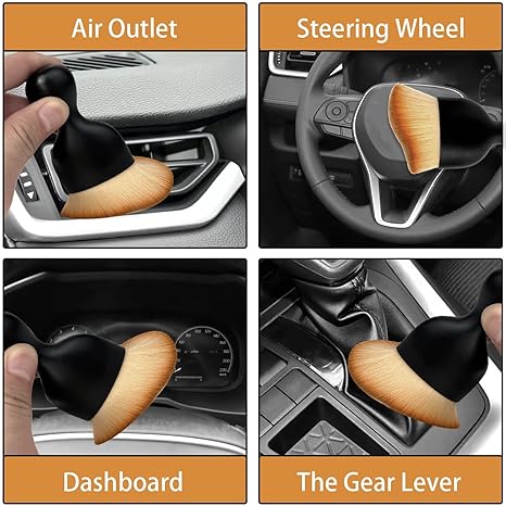 Car Dust Removal Mini Brush, Soft Hair Car Interior Cleaning Brush, Curved Design Dirt Remover for Dashboard, AC Vents & Seats