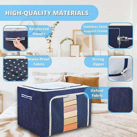 Clothes Storage Bag 66L – Large Capacity, Foldable, Dustproof, Waterproof, Under-Bed Organizer with Zipper & Handles, Ideal for Seasonal Clothing, Home, College, Travel, Moving, and More