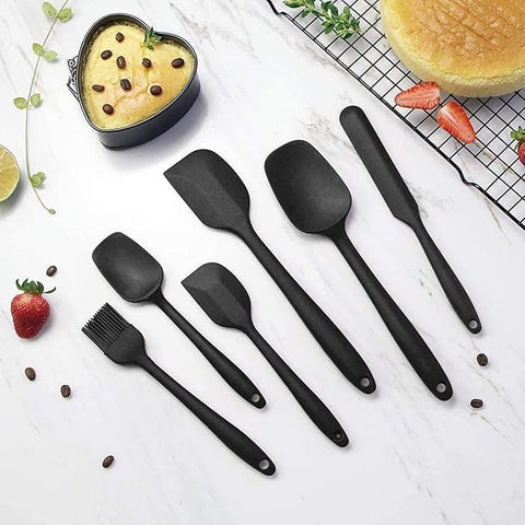 6 PIS Silicone Kitchen Spatula Black and red