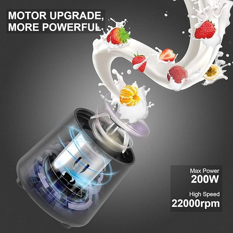 Juicer Mixer Blender For Smoothies & Juices, Rechargeable 6 Blades Mini Bottle Juicer Blender Smoothie Shaker, Electric Travel Juice Maker Fruits Juice Grinder 380ml(Multi), 200 Watts