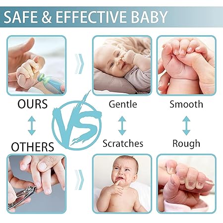 Baby Nail Trimmer New Born with Lights | Electric Baby Nail Cutter 0-6 Months with Multiple Filer Heads Adjustment | New Born Baby Products, Pack of 1