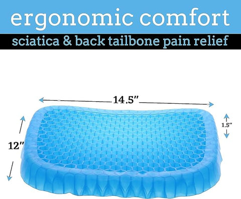 Egg Gel Seat Cushion Ergonomic Breathable Design Pressure Relief Sitter Tailbone Pain Sciatica Pain Back Pain Silicon Seater Cushion Chair Pad with Non-Slip Cover for Home Office