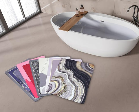 Rubber Anti Slip Water Soaking Floor Mat |Water Absorbent Non Slip Bath Mat |Quick Dry Mat for Bathroom | Rectangular Door Mat for Home |Drawingroom and Design |Pack of 4 |