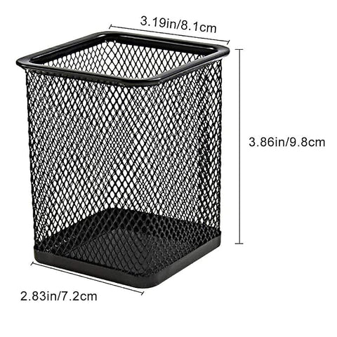 Mesh Pencil Holder Square Pen Cups For Desk Organizer Classroom Organization Pencil Holders Wire Makeup Brush Holders For Desk Office Supplies -4Pcs,Black