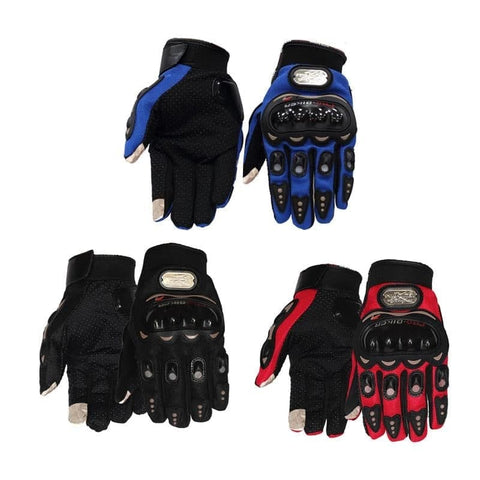 Probiker Leather Motorcycle Riding Gloves (Red, L), Motorsports, Large
