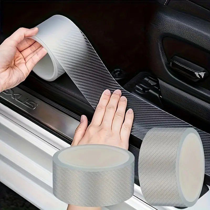 High Gloss Anti Scratch White Carbon Fiber Polyvinyl Chloride Paint Protection Film Tape Ppf For Car Protection And Decoration For All Car Door Transparent Door Edge Guard- (5Cm X 5Meter)
