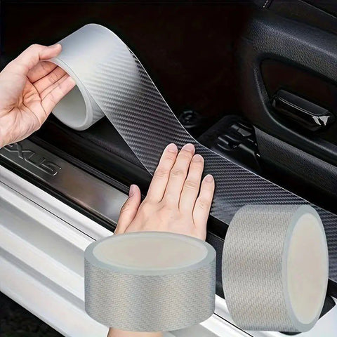 High Gloss Anti Scratch White Carbon Fiber Polyvinyl Chloride Paint Protection Film Tape Ppf For Car Protection And Decoration For All Car Door Transparent Door Edge Guard- (5Cm X 5Meter)