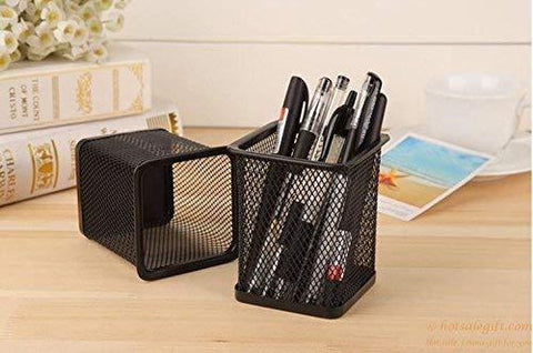 Pen Holder Mesh Pencil Holder Durable Metal Pencil Holder for Office Desk Round Black Pen Organizer 4 Pack