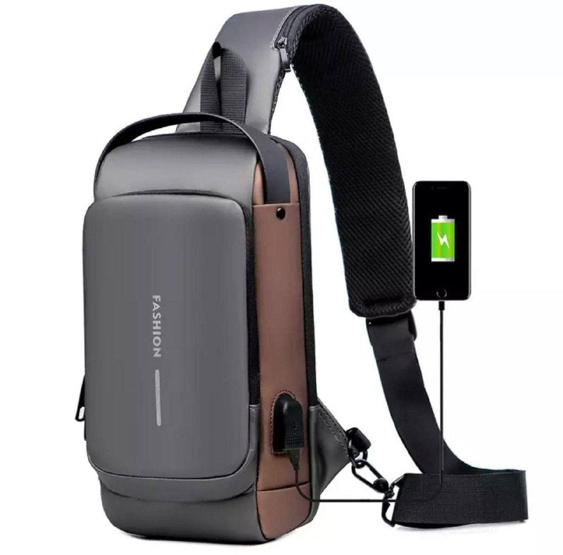 Bag Cross backpack Anti Theft Sling For Men & Women Waterproof Shoulder Body with lock USB Charging Port Cable for Travel Hiking,Gym,Picnic & Daily Use