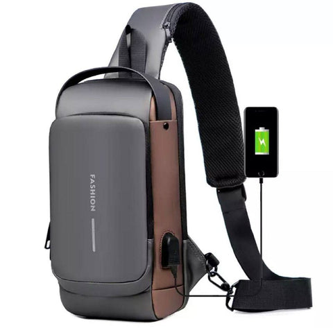 Bag Cross backpack Anti Theft Sling For Men & Women Waterproof Shoulder Body with lock USB Charging Port Cable for Travel Hiking,Gym,Picnic & Daily Use