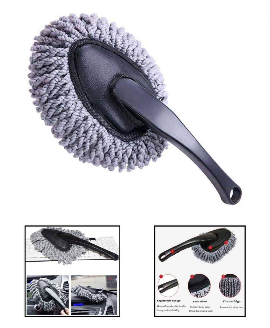 Super Soft Microfiber Car Cleaning Brush - Ideal Mop Duster, Exterior Duster with Handle Multipurpose Dust Cleaner for Home,Car, Kitchen & Computer Small Washable Mini Exteriors and Interiors